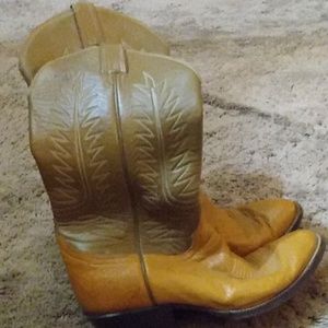 Tony Lama Ostrich Skin Cowboy Boots Size 9D Good Condition Vintage Antique